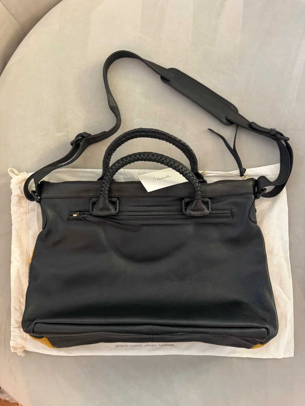 NWT Cleobella Leather Travel Carry On Snake Dree Weekender Bag in Yellow - Picture 5 of 11